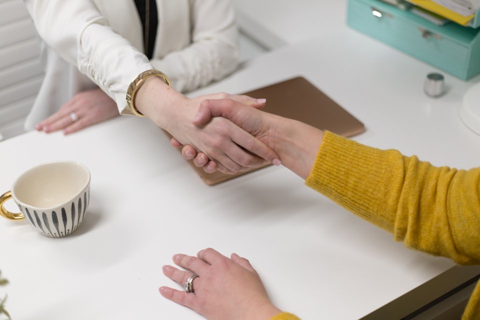 Handshake after a successful job interview